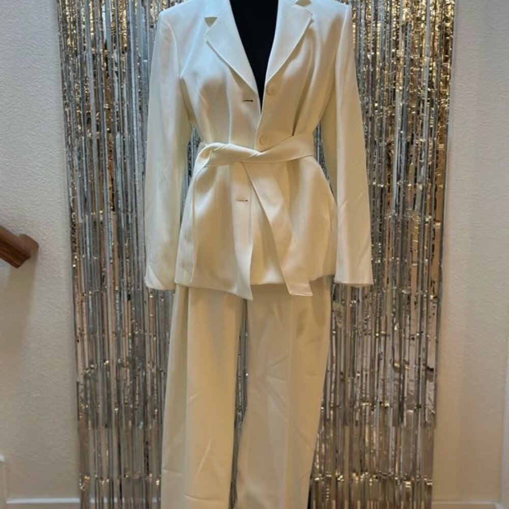 NWT Vintage 1990s Collections for Le Suit white tie waist suit jacket & pant 12